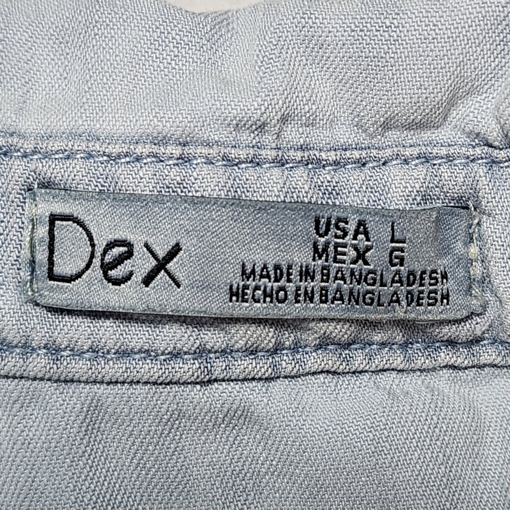 Dex‎ Denim Shirt Dress Womens Large Light Blue Sleeveless Belted Casual Tencil - Picture 6 of 13